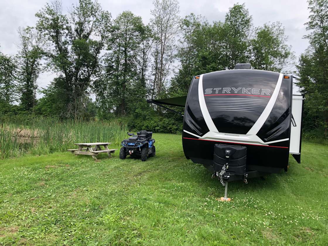 Pond view Hipcamp in Verona, Ontario