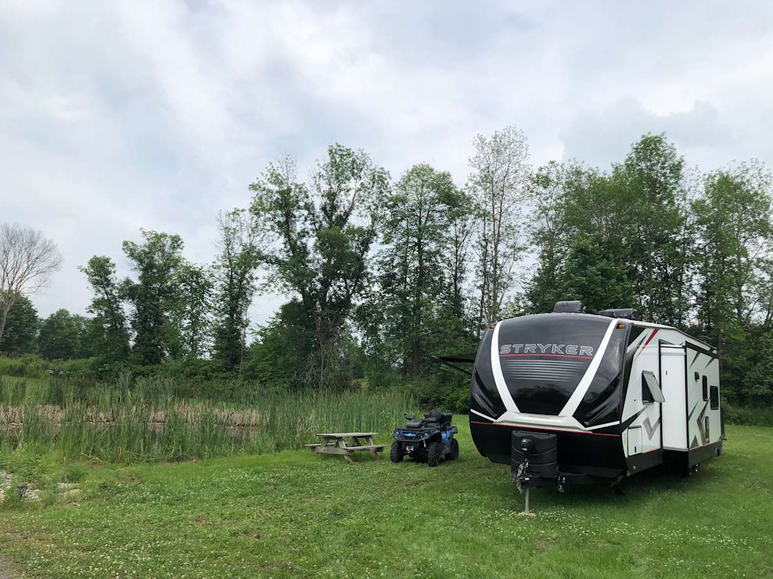 Pond view Hipcamp in Verona, Ontario