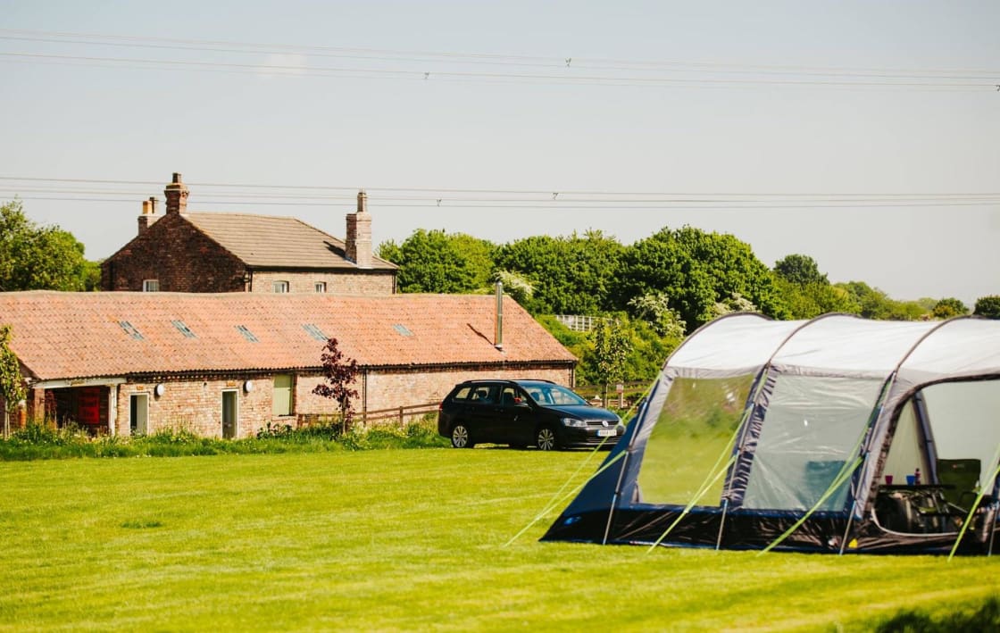 A tent pitched up at Butt Farm Campsite, Beverley, East Yorkshire.