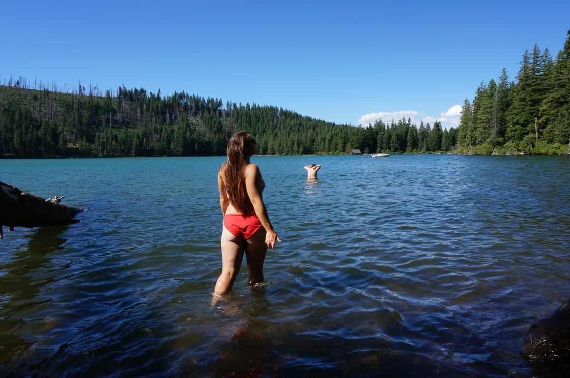This is a great lake to go swimming, Scout Lake is just a mile up the road past Suttle Lake and that place is also good for swimming and beats the crowd! 