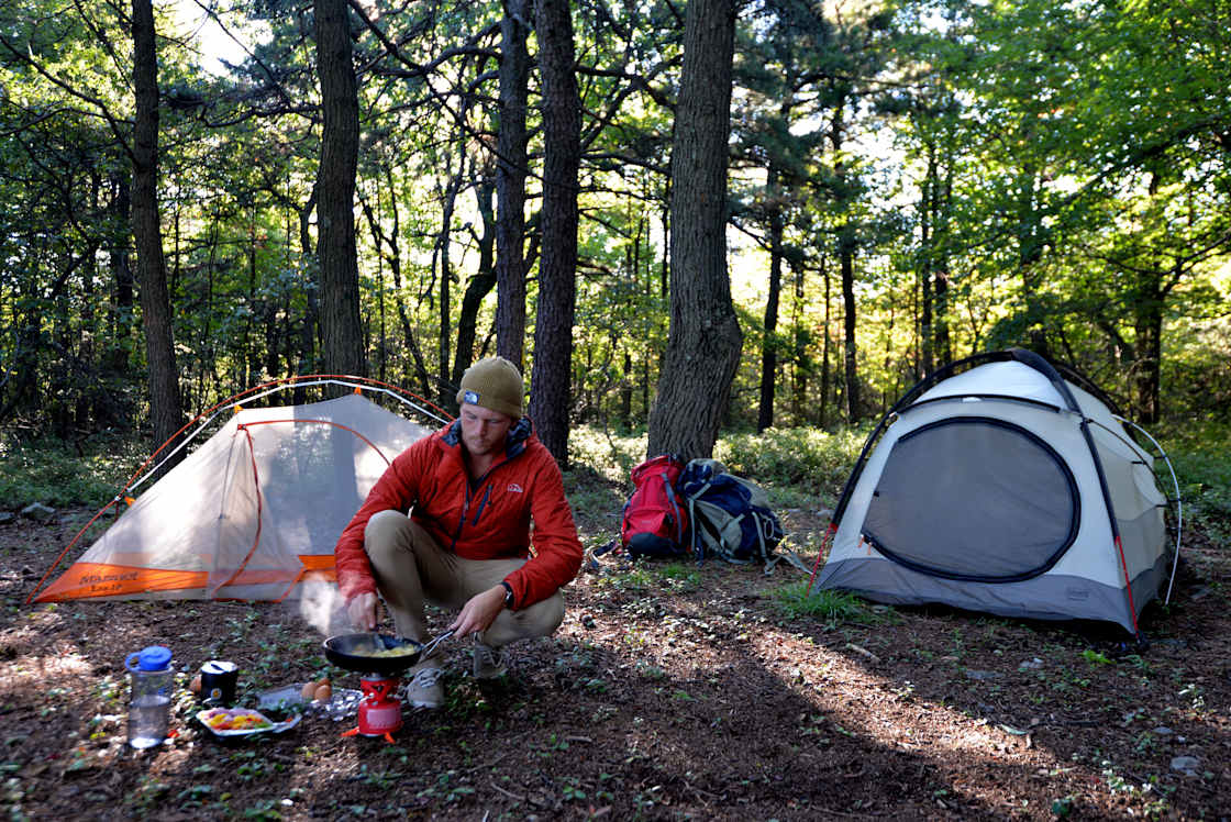 Mornin' food prep at campsite one before heading out on the AT Just a stones throw away!