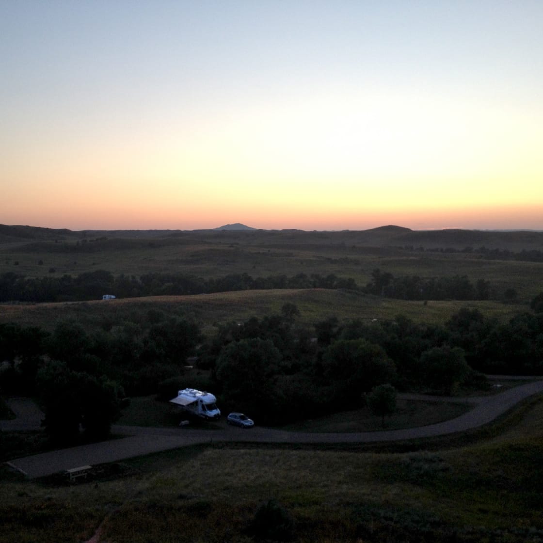 View of the sunset from the Overlook hill near the entrance of the campground.