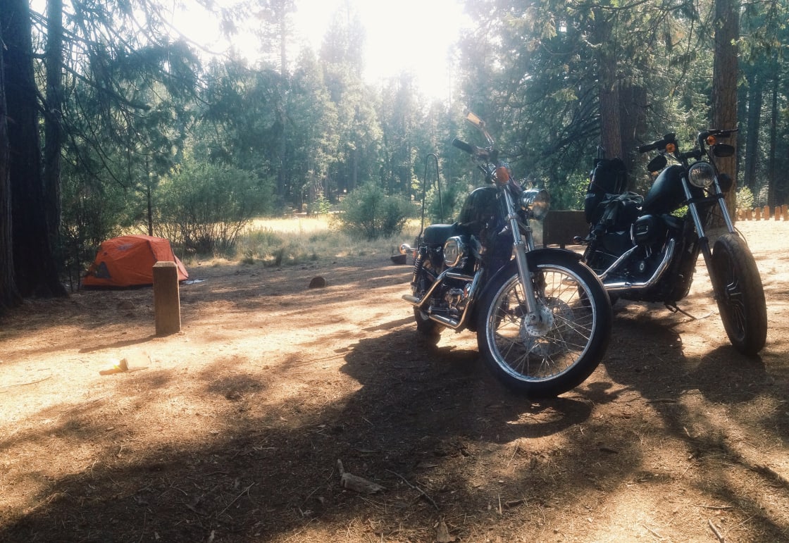 My wife and I's first moto camp trip on her new bike.