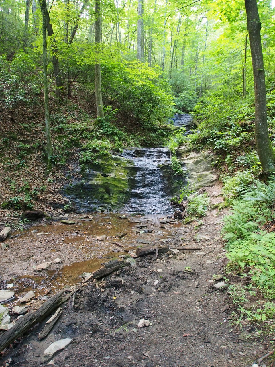 A waterfall along one of the hiking trails.