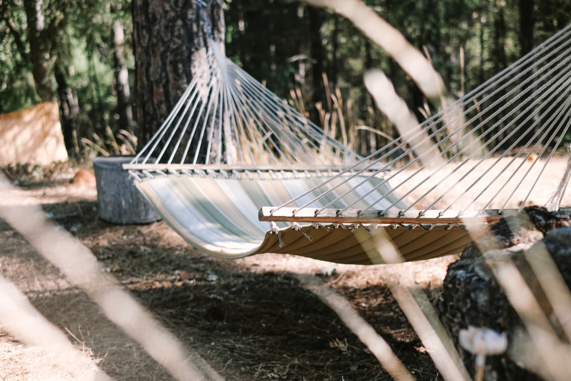 Awesome hammock to relax on next to the yurt! 