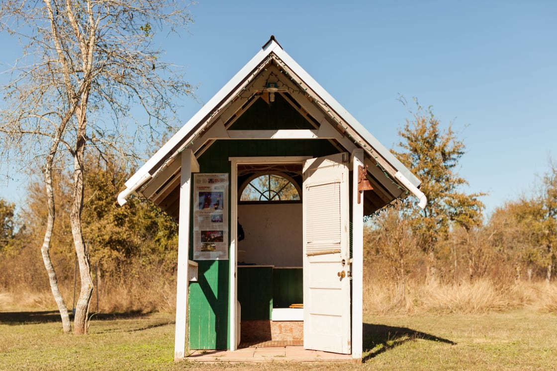 Front of the outhouse