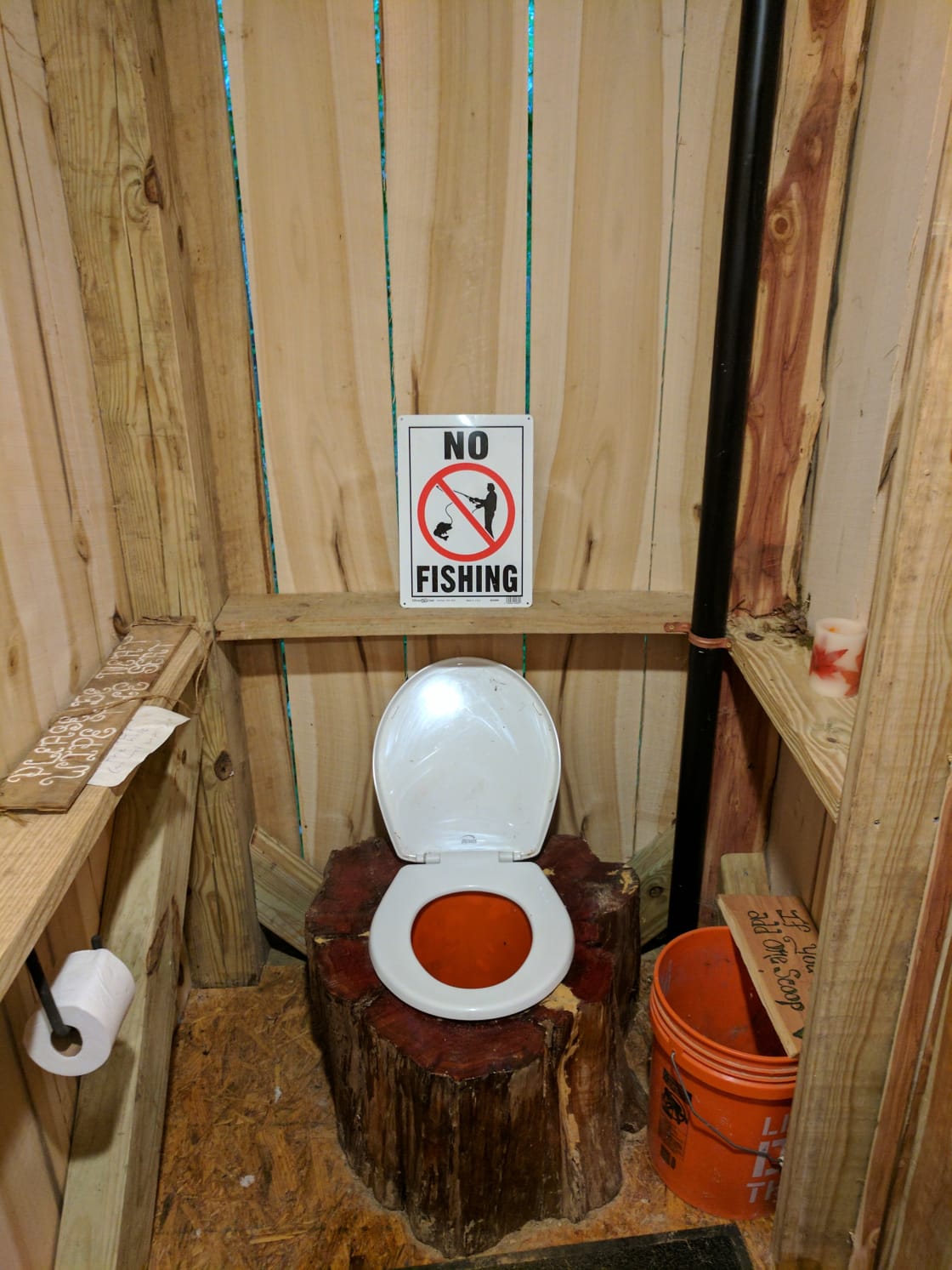 Business end of the outhouse. No fishing