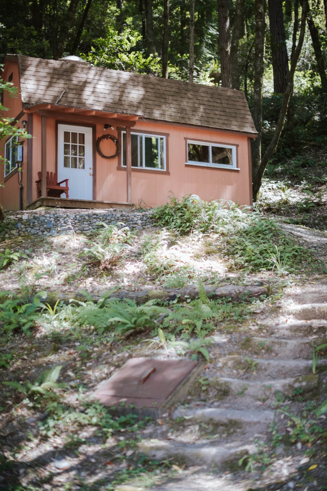 Natural stairs up to the Pumpkin Cottage