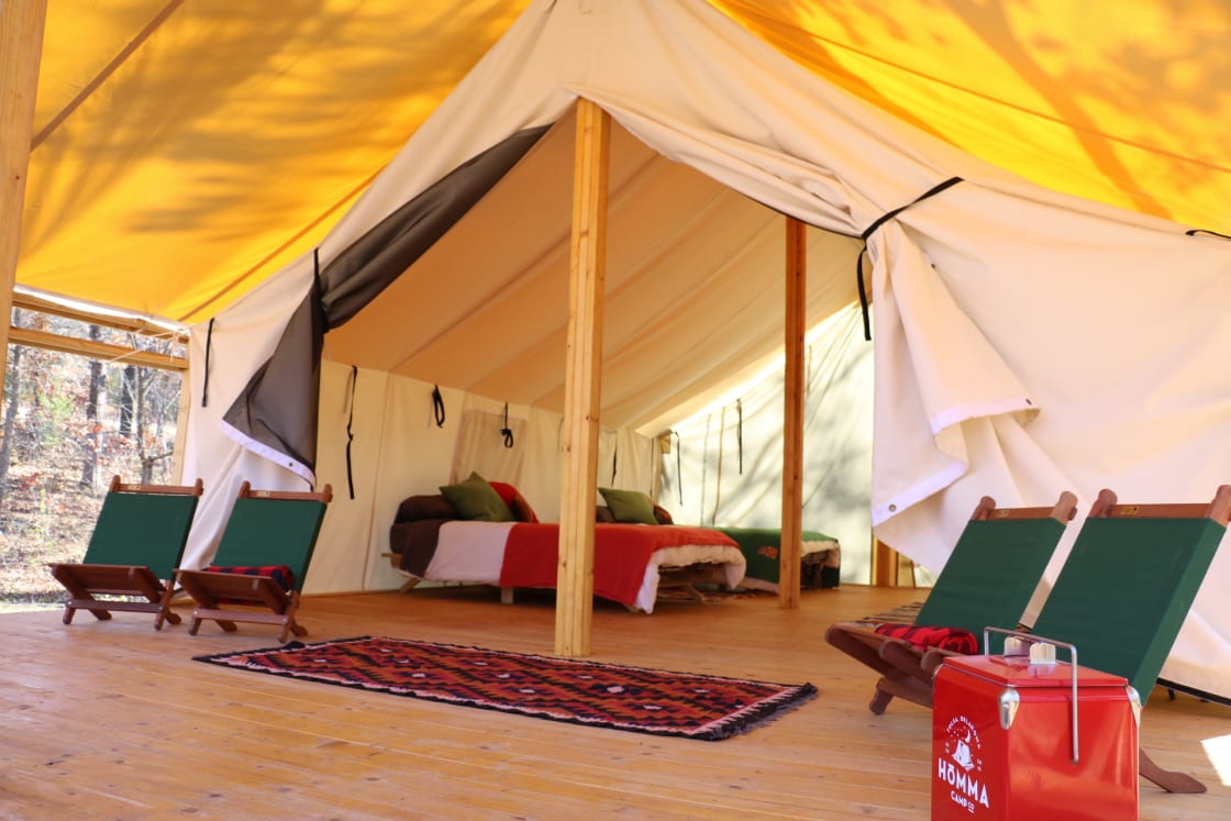 Spacious wall tents outfitted by Homma Camp Co. 