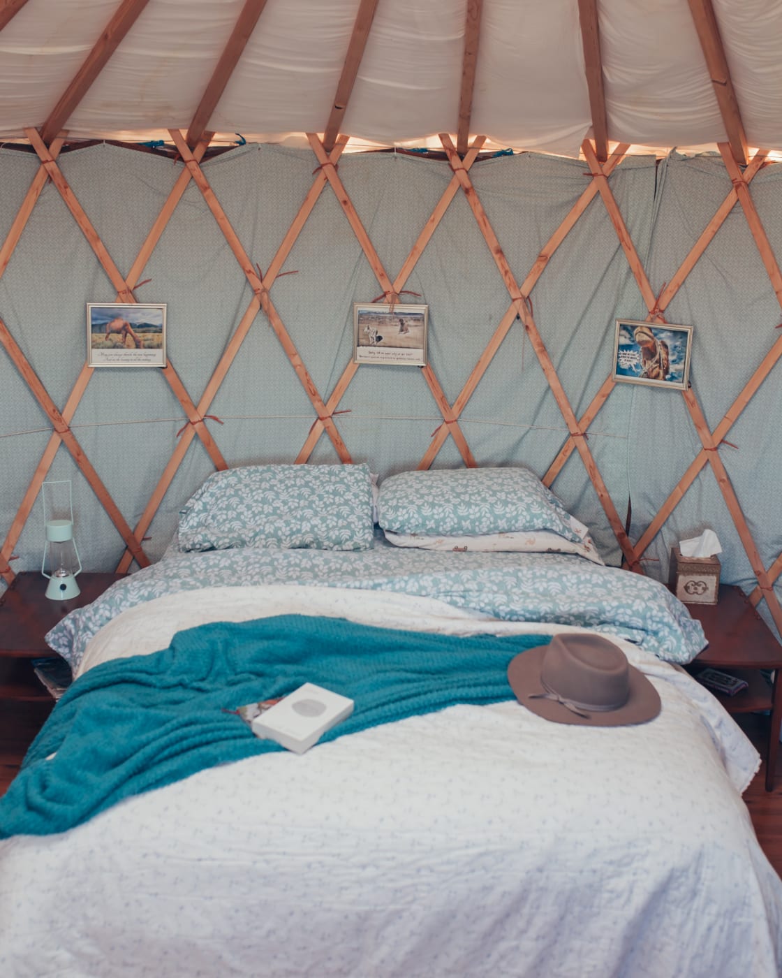 The yurt is outfitted with the comfiest queen bed imaginable with lots of blankets to keep you toasty.