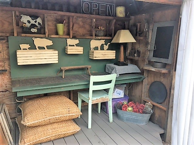 Outdoor kitchen/living deck storage area.