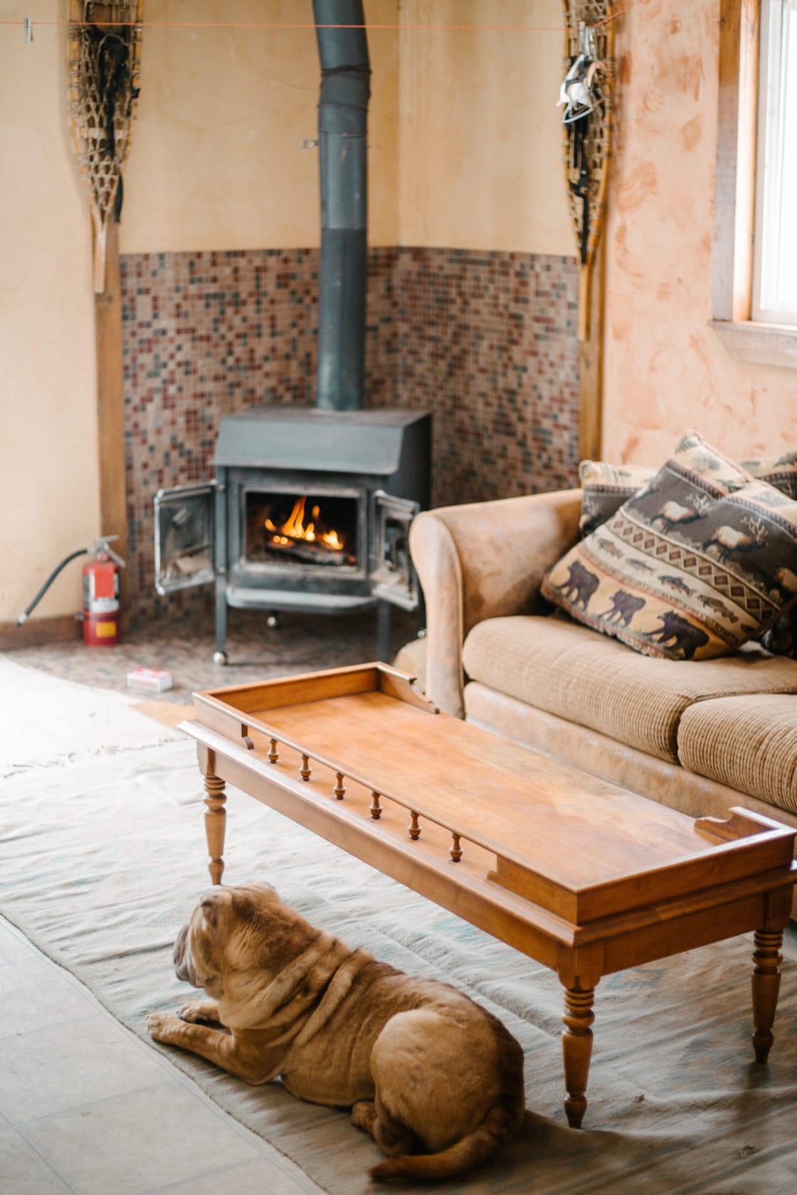 The cabin is pet friendly and comes stocked with firewood to keep you and your furry friends warm and cozy!