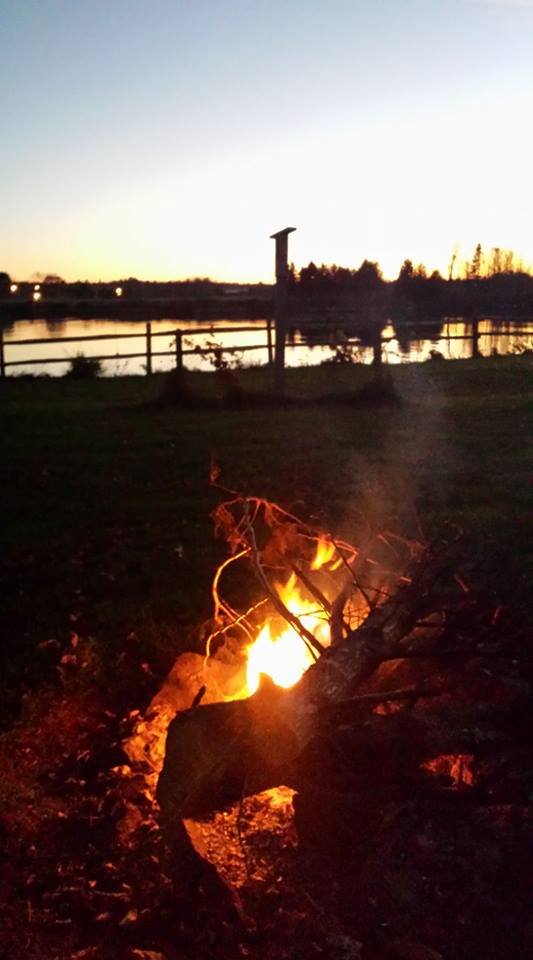 Evening fires on the river