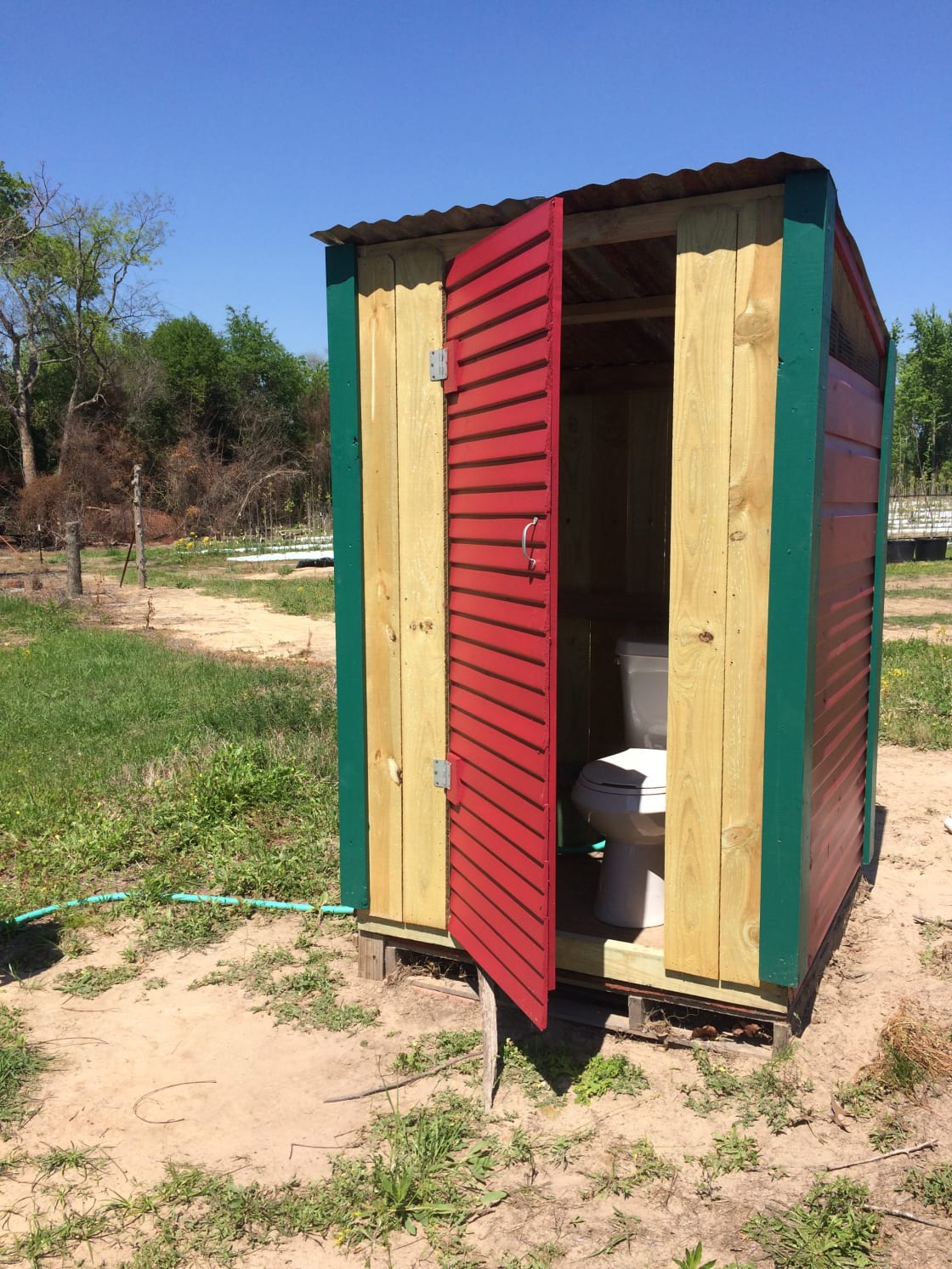 Outhouse is located near the farmhouse and in walking distance of camp sites; there is also a utility sink with non-potable water.