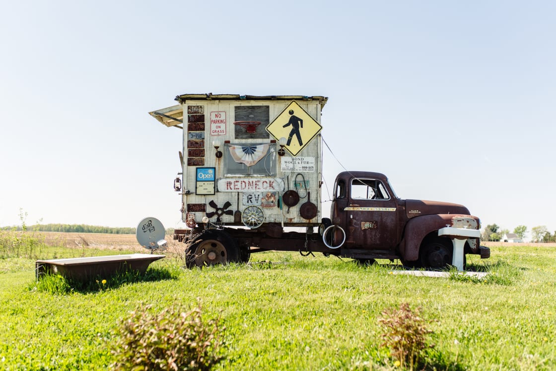 This antique truck and all of the decor on it was super cool to look at!