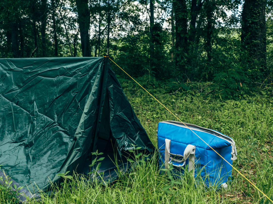 The tent set up is simple primitive camping, with a few different choices around the property. 