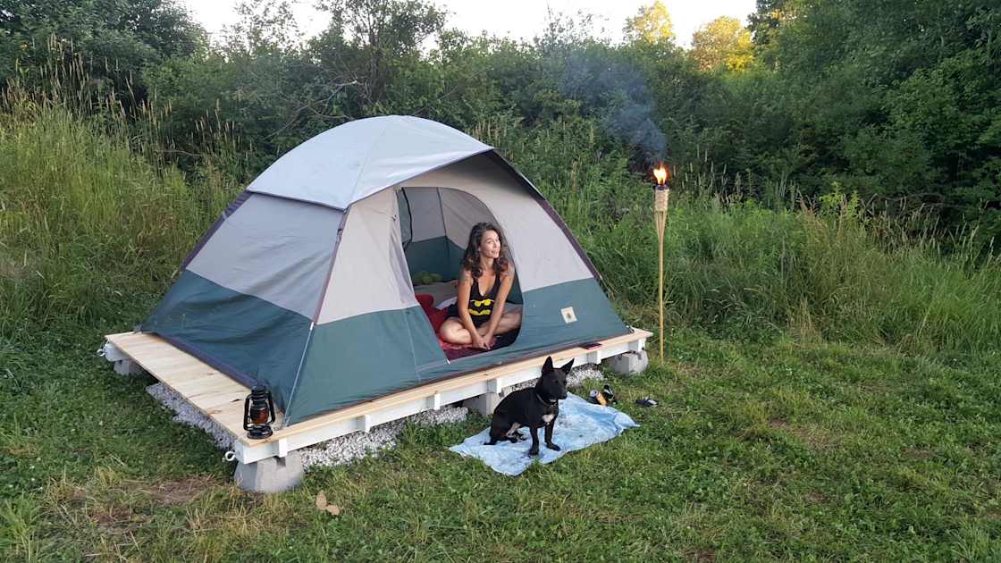 There are a few tent platforms available