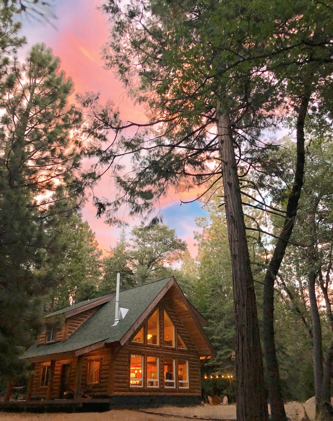 The cabin at sunset