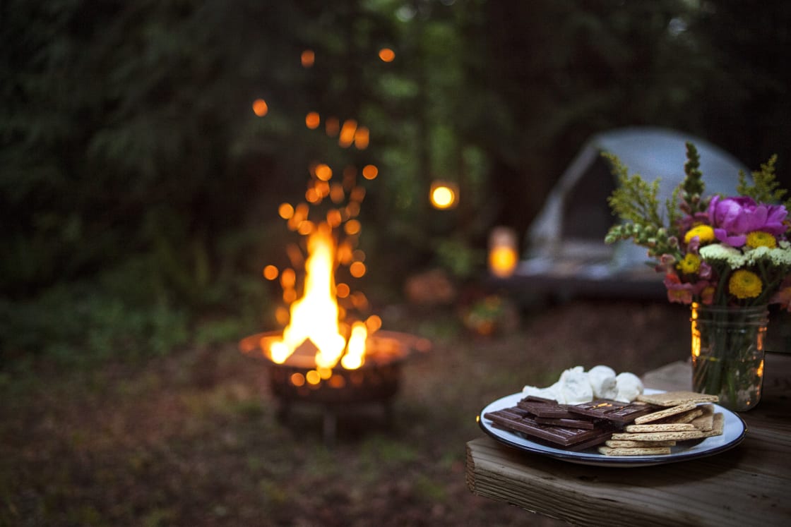 Campfires welcome in designated fire pits 