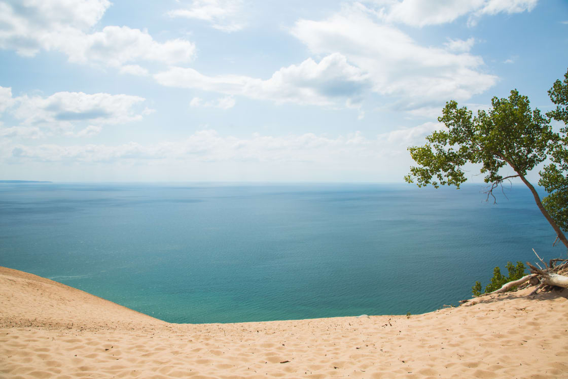 The view from nearby Sleeping Bear Dunes National Lakeshore.