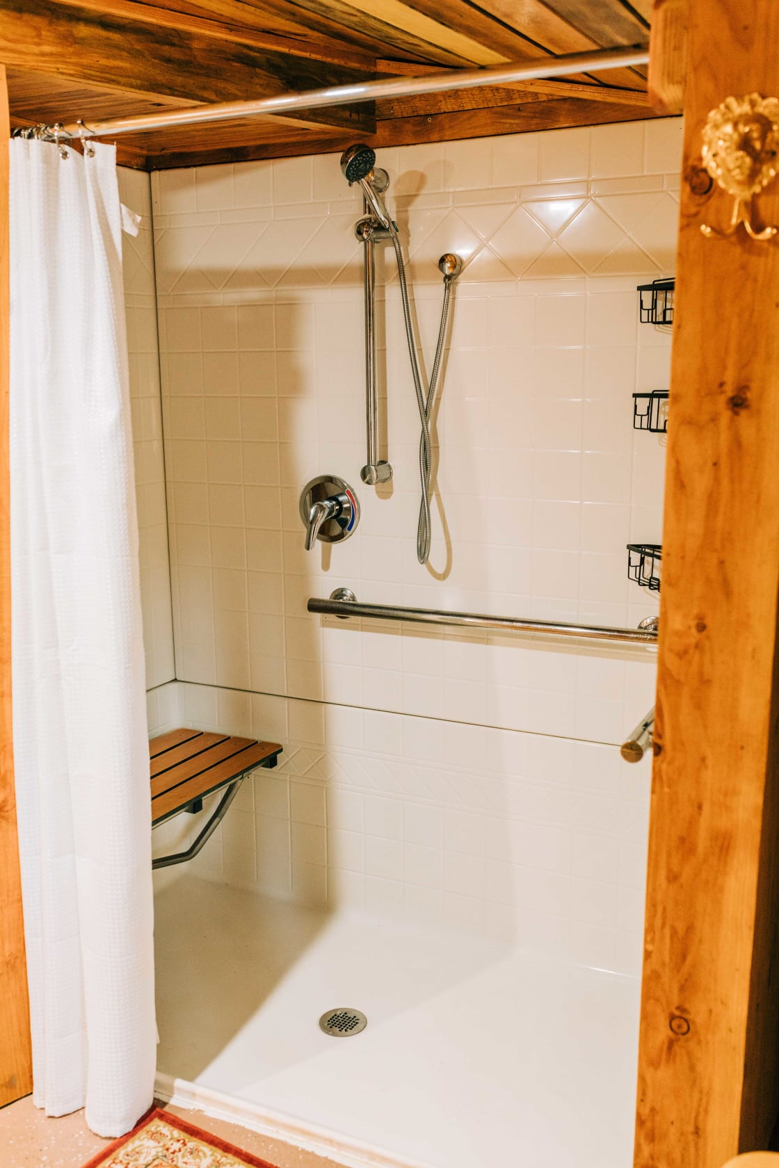 Large bathroom with wheelchair friendly shower