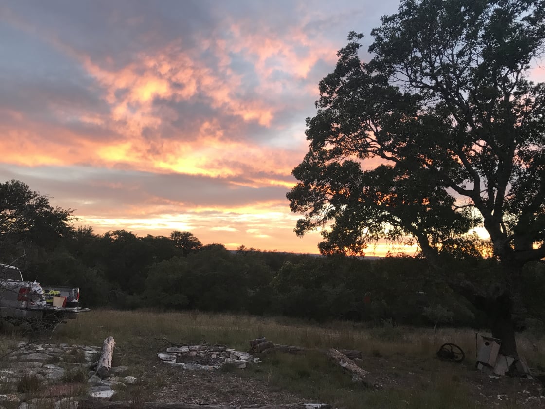 Sunsets like this are a regular occurrence at the ranch and enjoyed from the cabin's front porch.