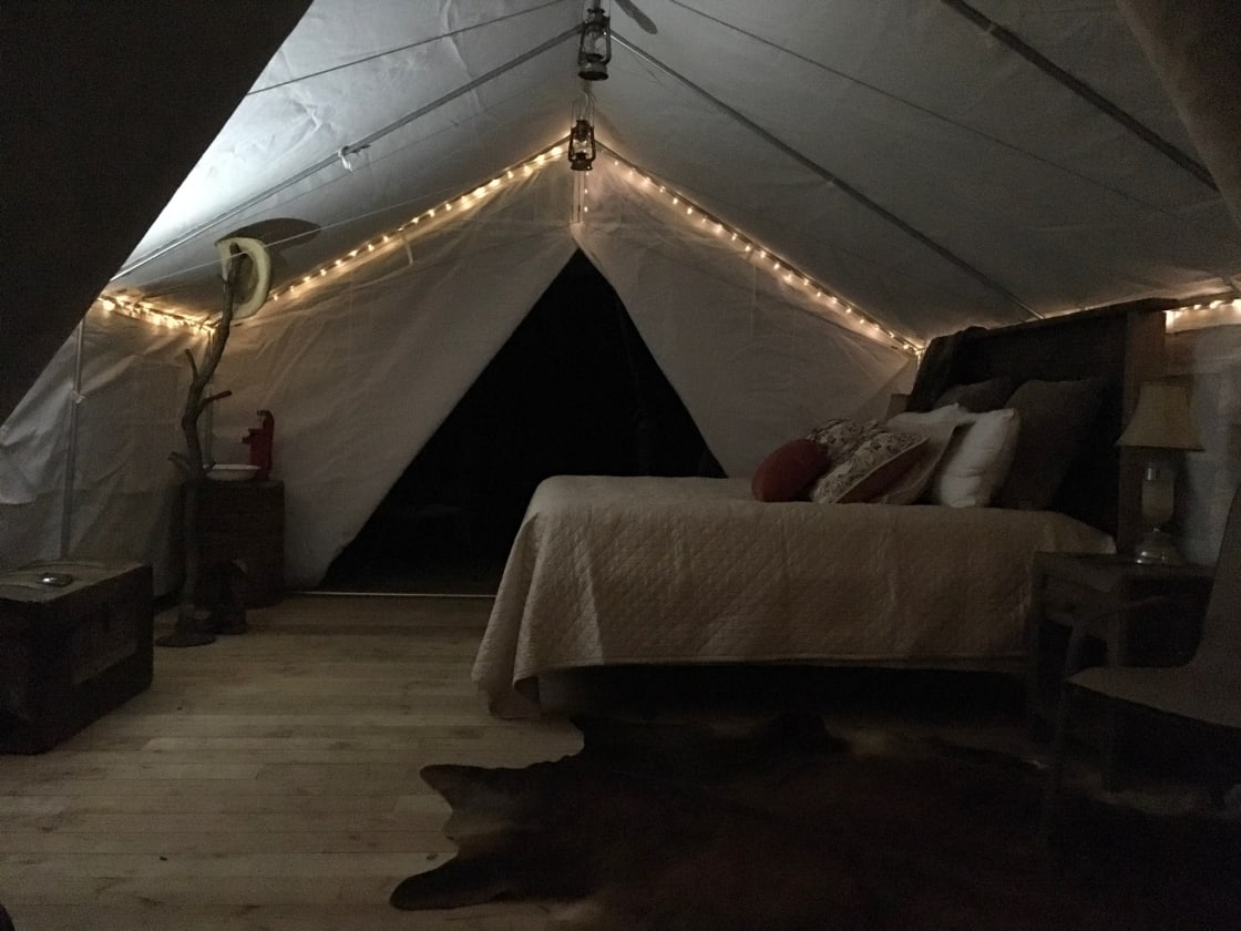 After a long day of exploring all that the Black Hills has to offer, come back to your quiet tent and enjoy a romantic evening.
