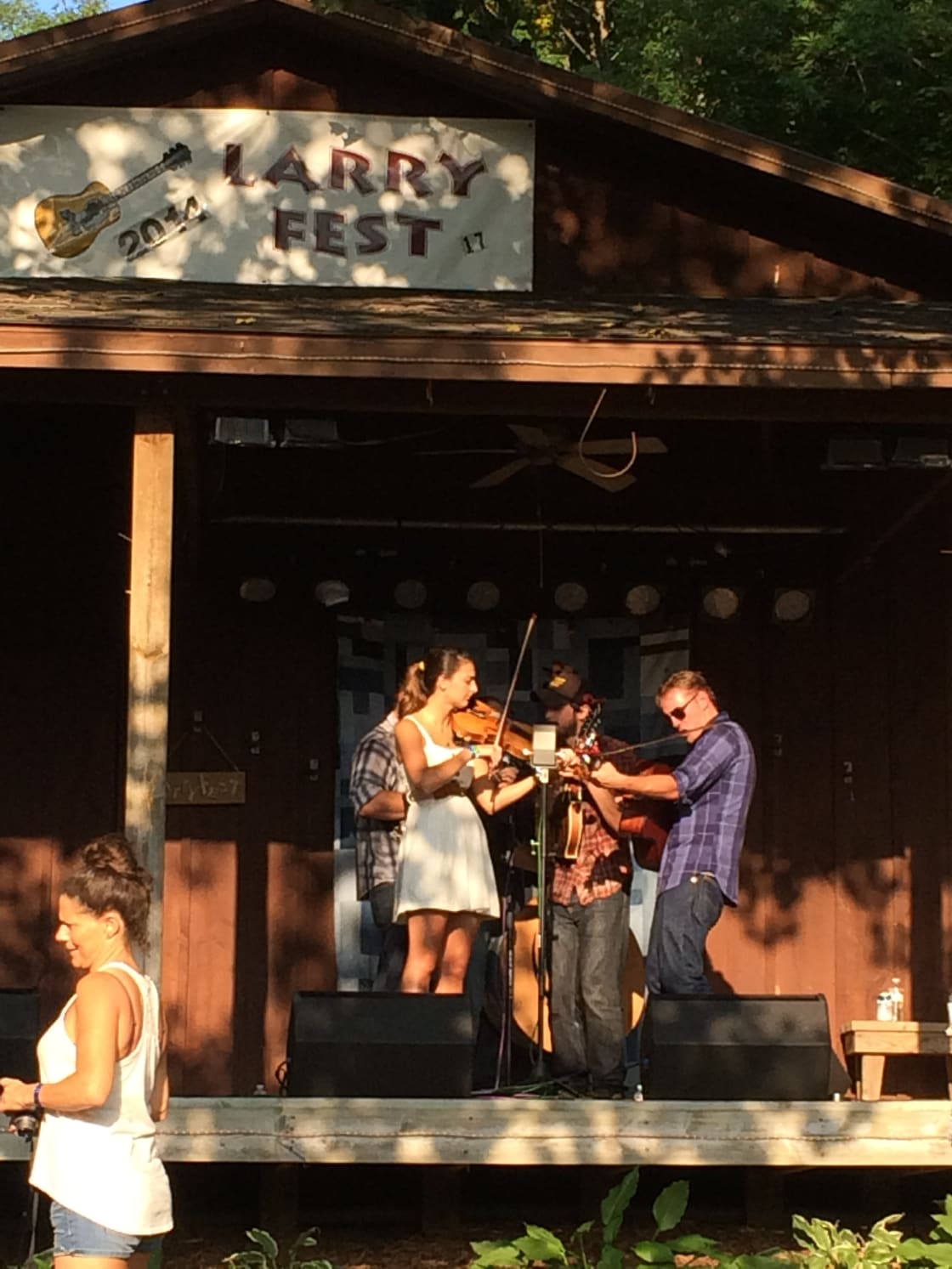Jam sessions on porch of a shelter house