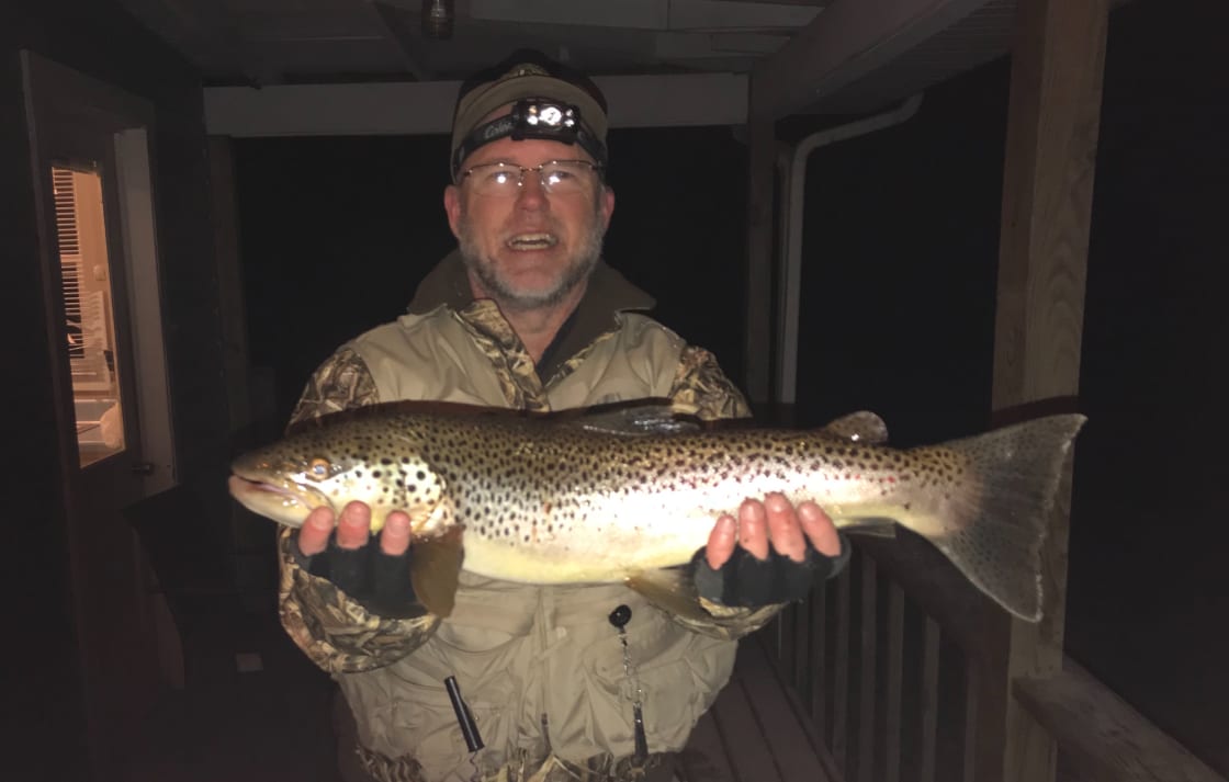 Nice Brown Trout caught off our floating lighted dock