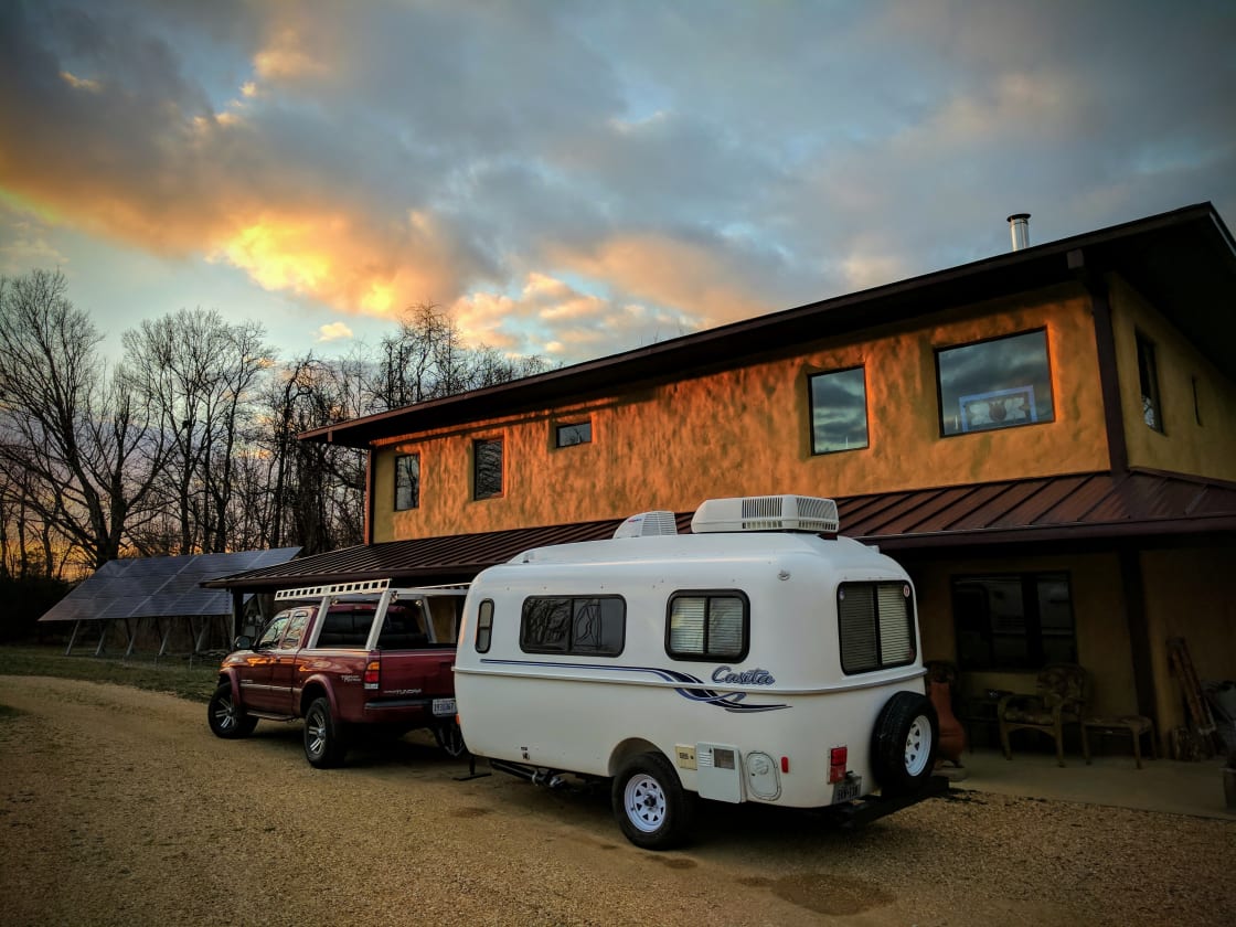 We would love to meet you at our home and show you around. Pull straight into our circular driveway. No need to worry about backing up. We will take you next door and show you the camping options and get you set up with firewood and answer any questions. 