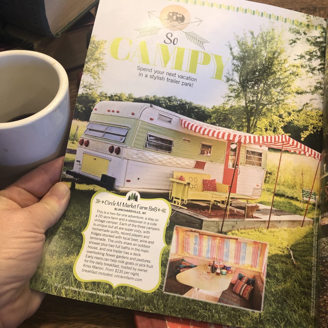 Our Vintage Holiday Trav'ler was recently featured in Pioneer Woman magazine. It's original 1968. 