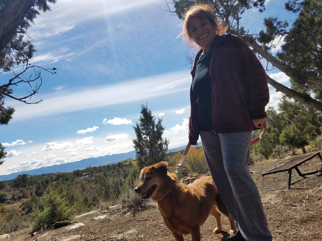 My mother and my dog at the Lion Site in late October