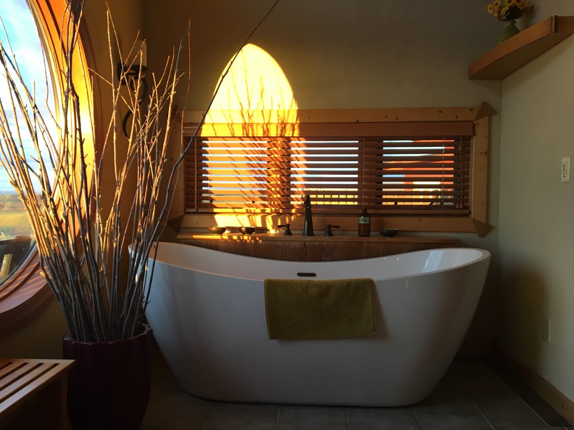 The soak tub at sunrise
