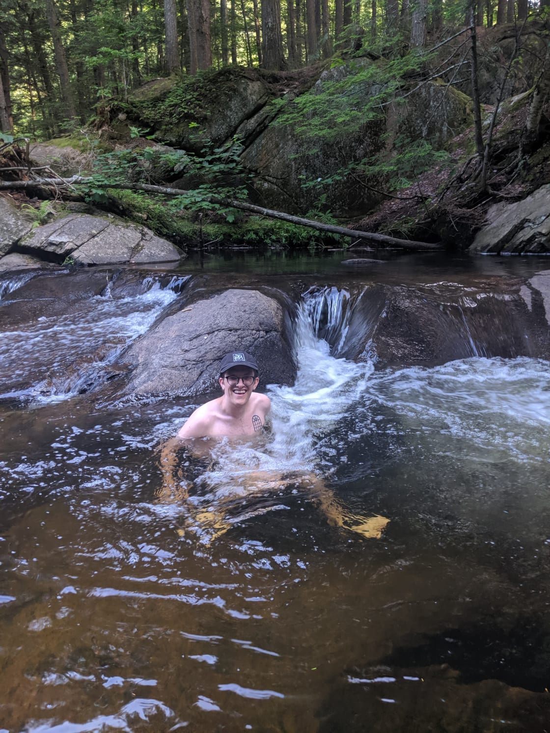Sean in "the bath" part of "Buttermilk Falls"