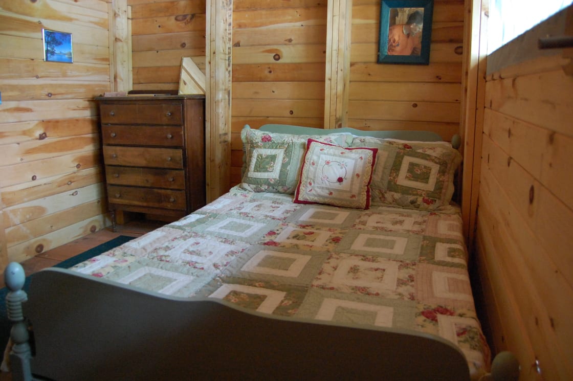 Double bed in sleeping cabin
