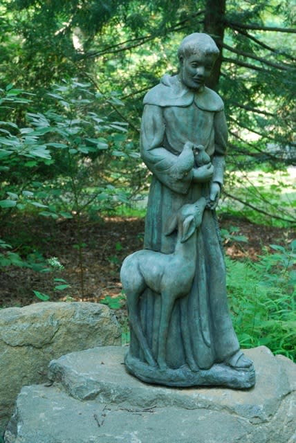 Saint Francis watches all who come, people and animals