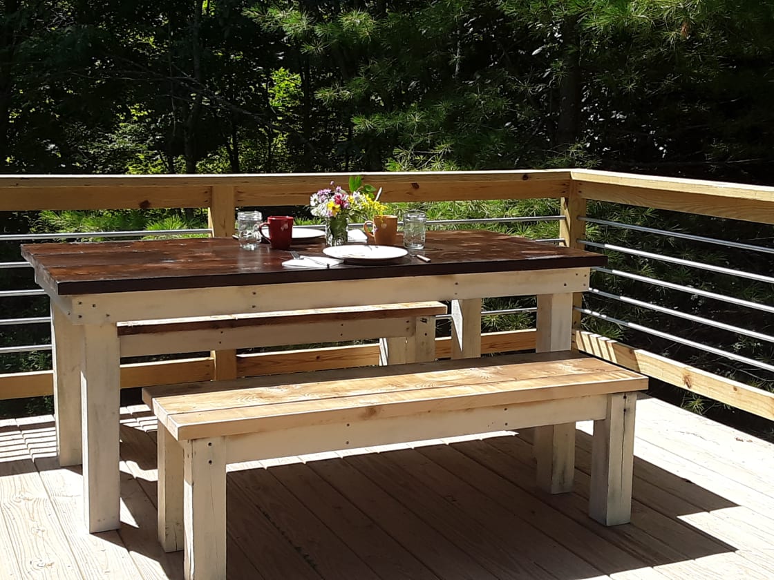 Picnic table on the deck