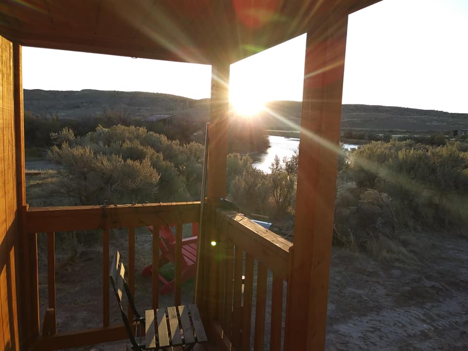 Sunrise view from the porch overlooking the River 
