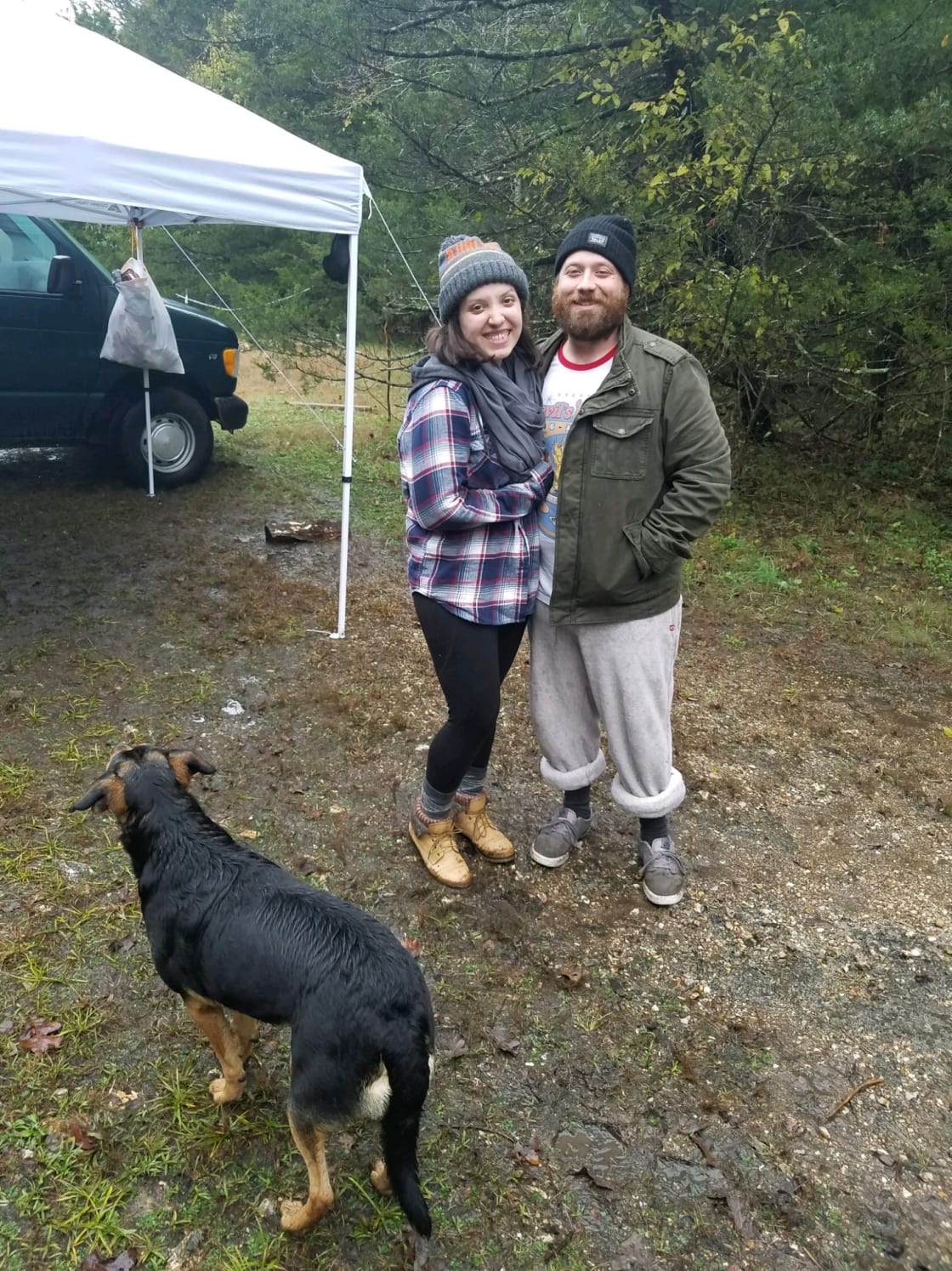A perfect anniversary weekend at Boss Mare! One of Sandy and Scott’s sweet dogs tagged along when they visited our campsite to check in on us after all the rain 