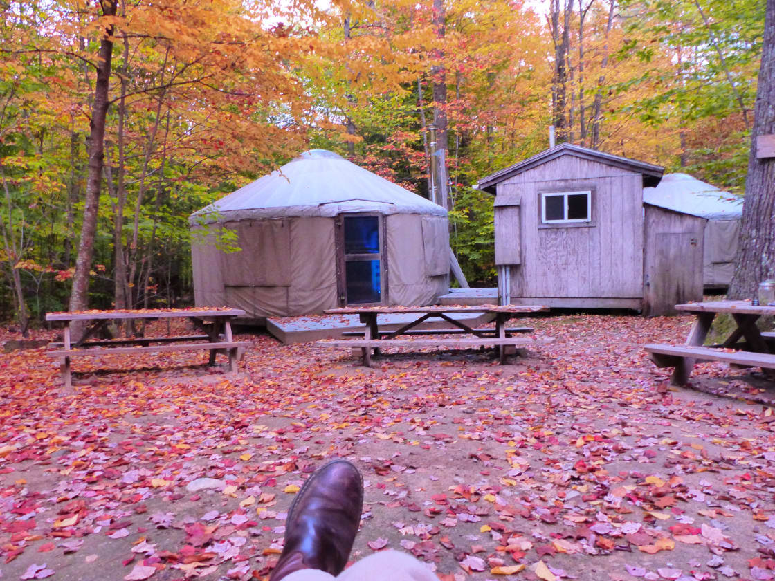 Relax in our hammocks and enjoy the peace and quiet of our yurt camp area.