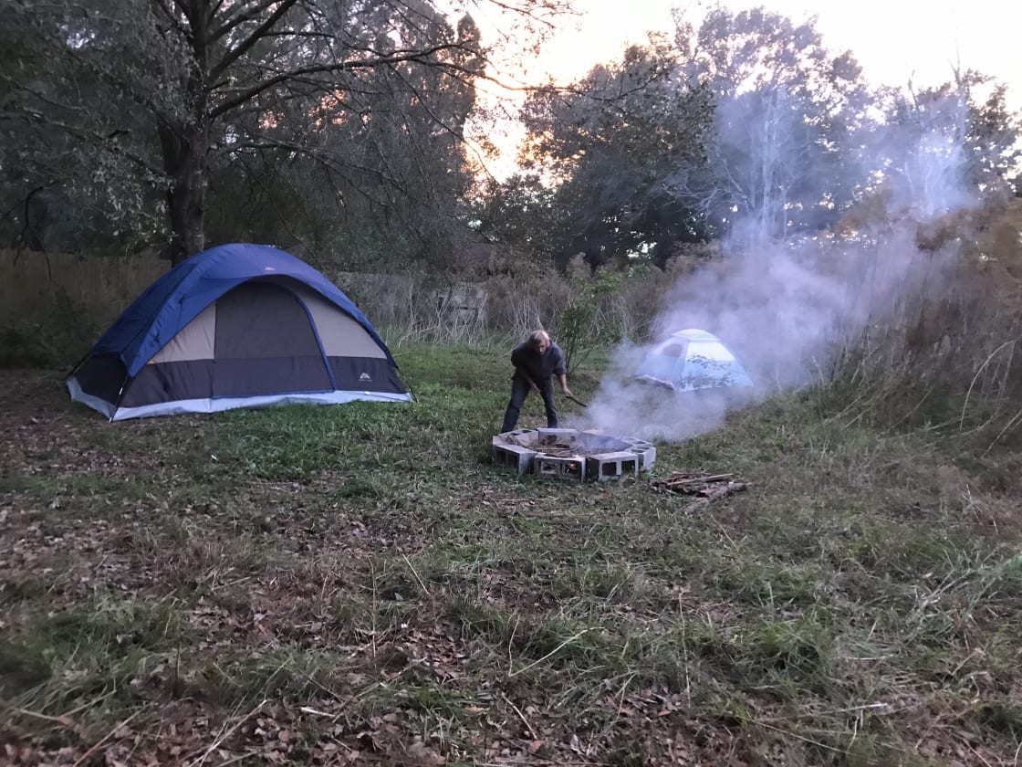 Campsite with fire pit