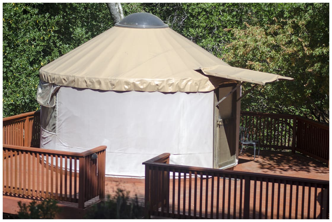 Some yurts have decks attached - feel free to request one, and we'll see if we have it available!