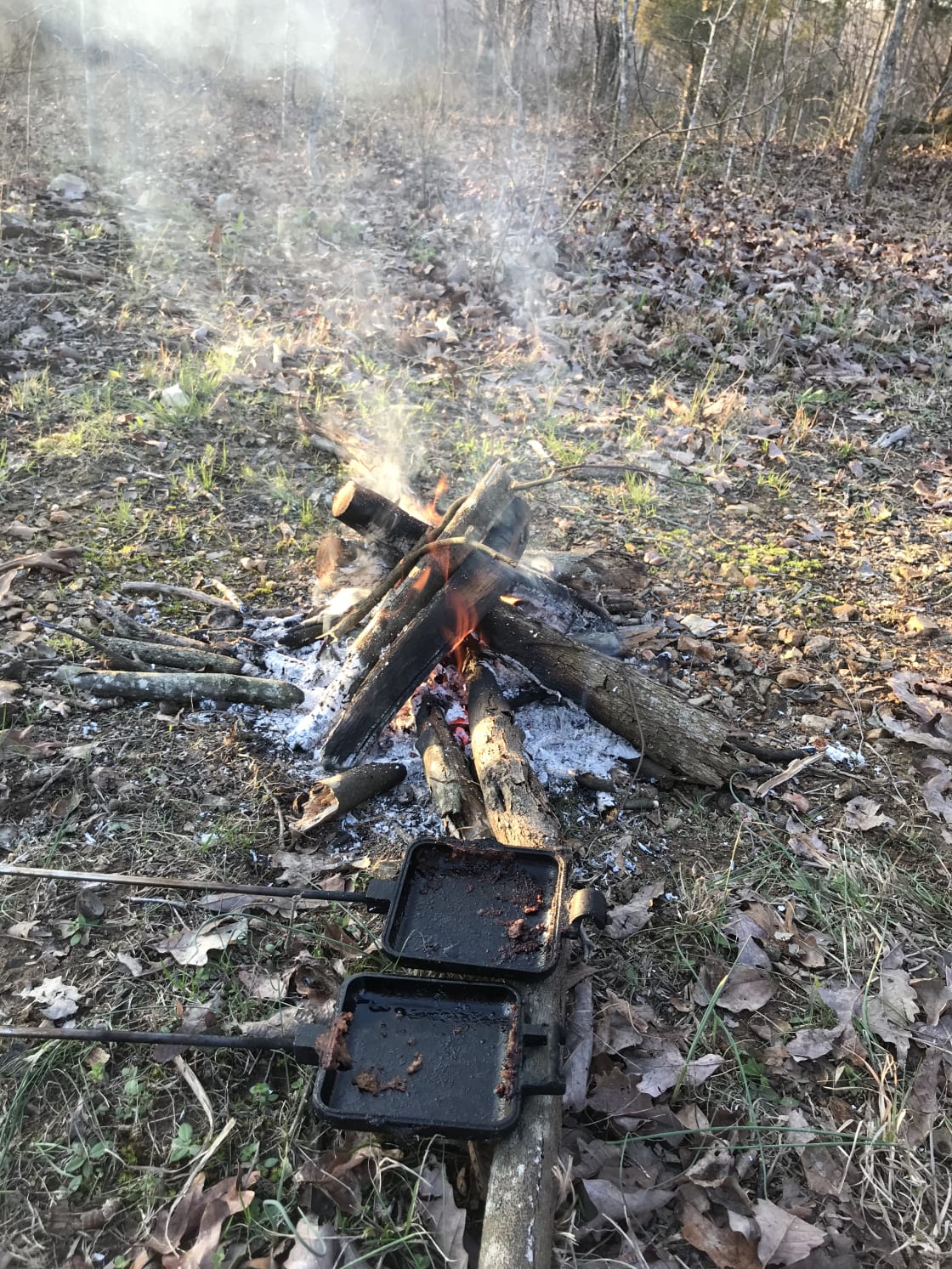 A small fire to cook over
