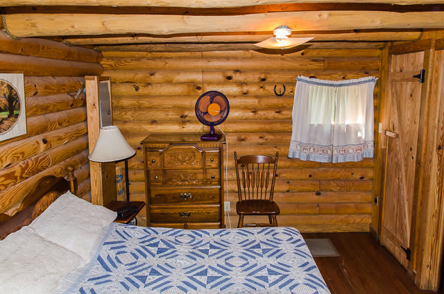 Lukes cabin has a full size bed.