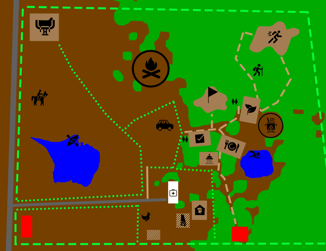 General Property map.  Gives you an idea of the trails in the woods and where the ponds are located.  