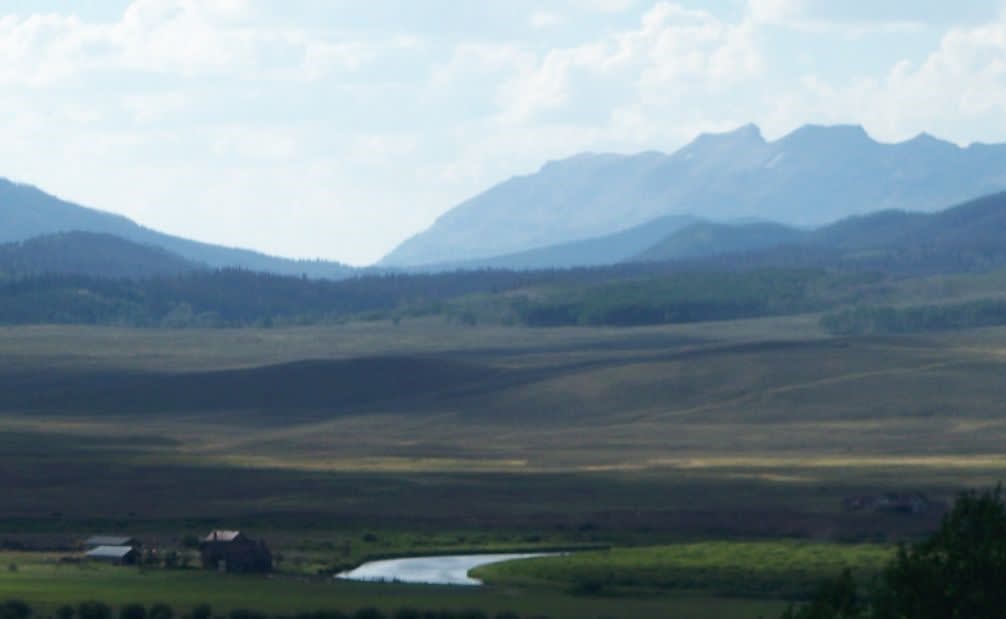 Binocular view from property. Bridger-Teton National Forest with Gros Ventre Wilderness to the left and Fitzpatrick Wilderness to the right.