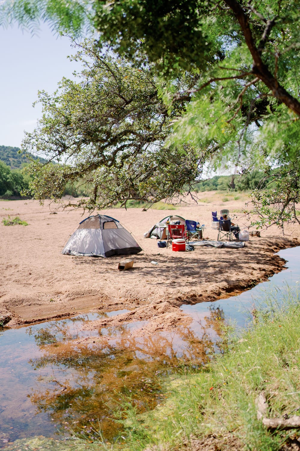A campsite on the dry creek