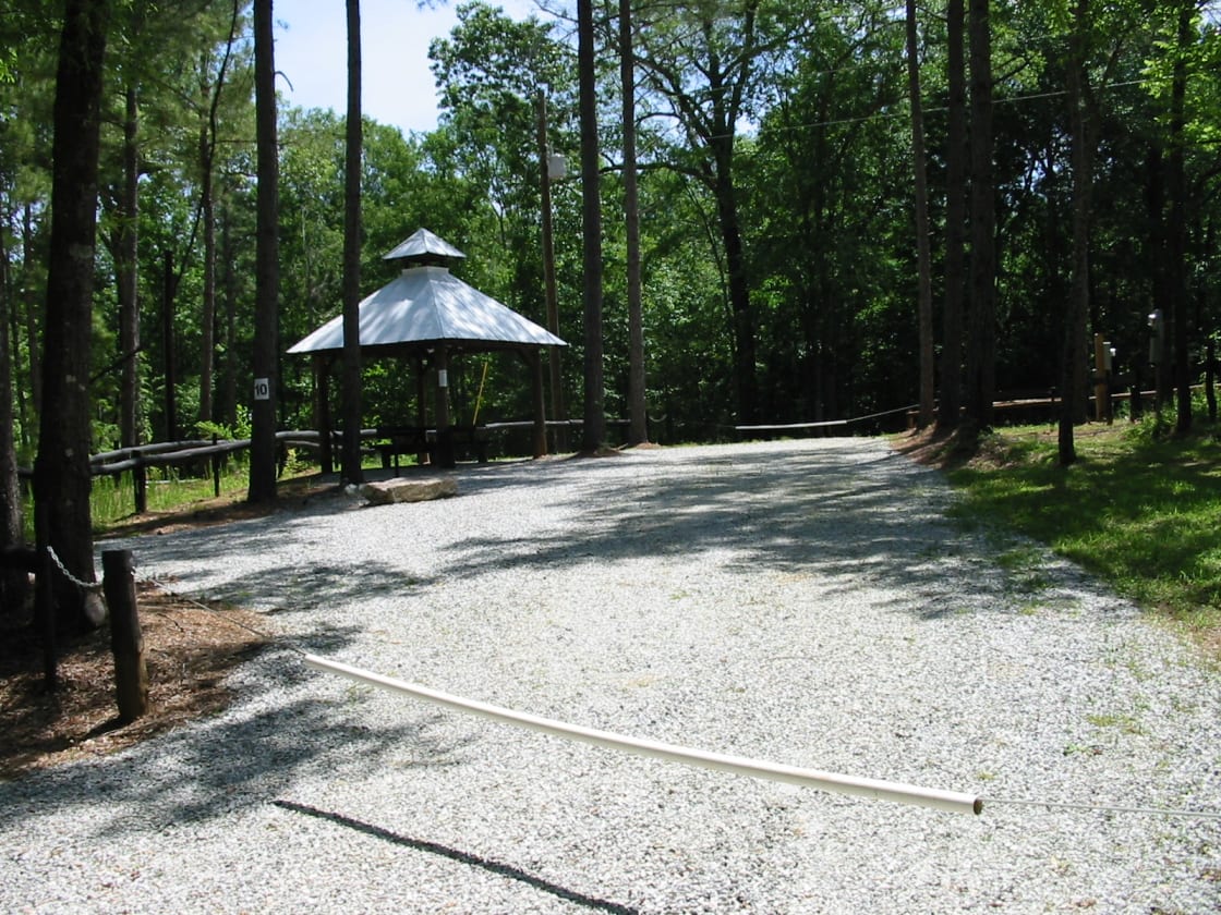 Site 10 with custom powered picnic shelter.