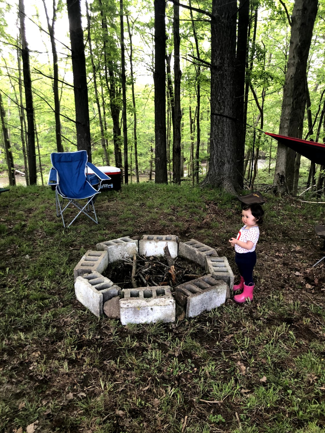 Closer view of the fire ring, and our 1.5 year old daughter!