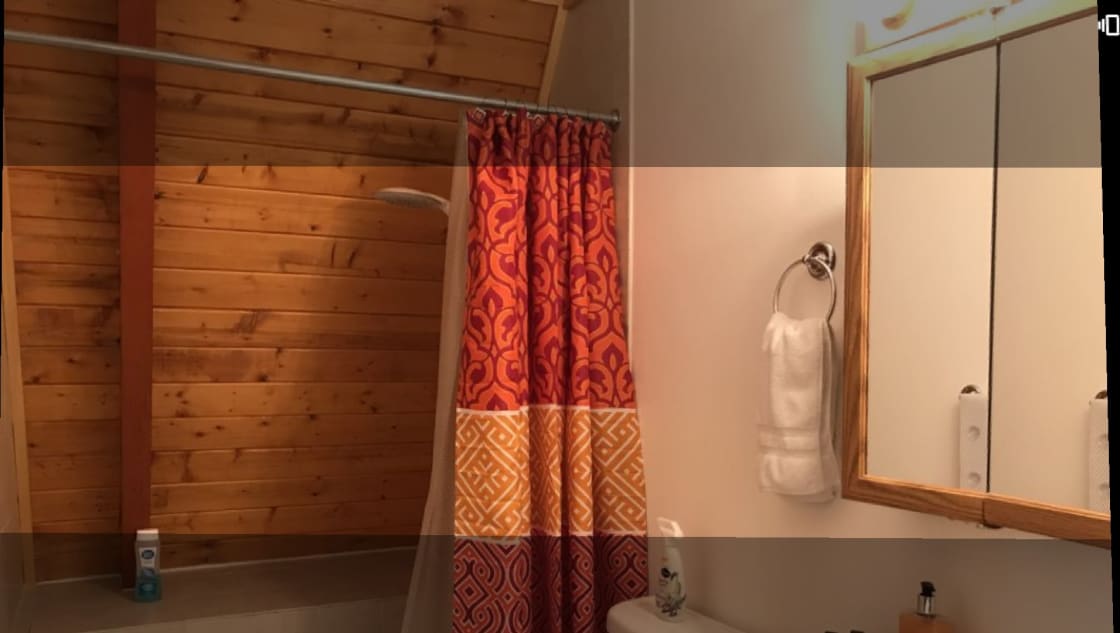 The chalet provides two clean and updated full bathrooms, both with shower and bathtub
